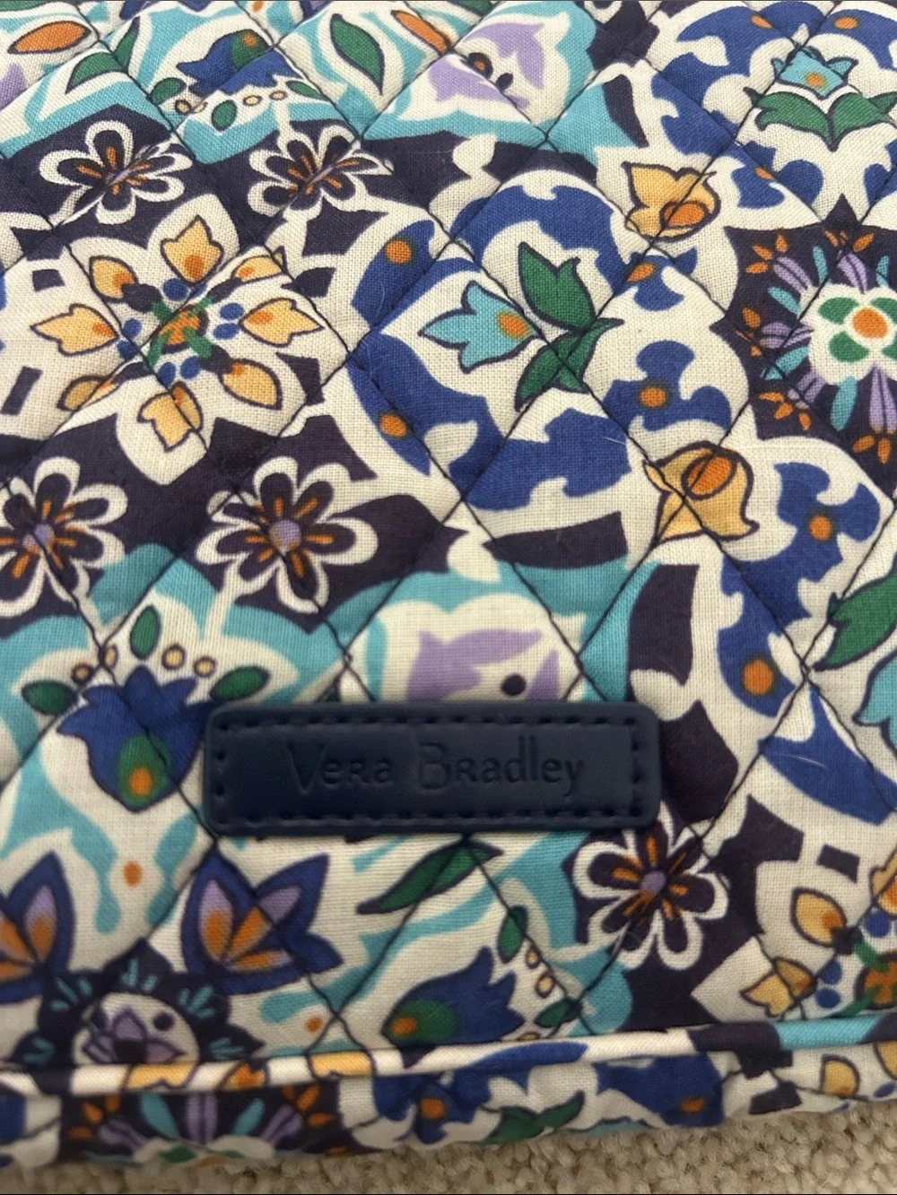 Vera Bradley Quilted Floral Laptop Sleeve in Navy, Teal, Aqua, Cream